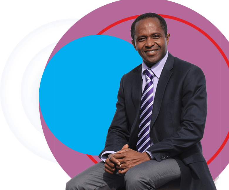 RICHSAM leadership portrait with brand artwork